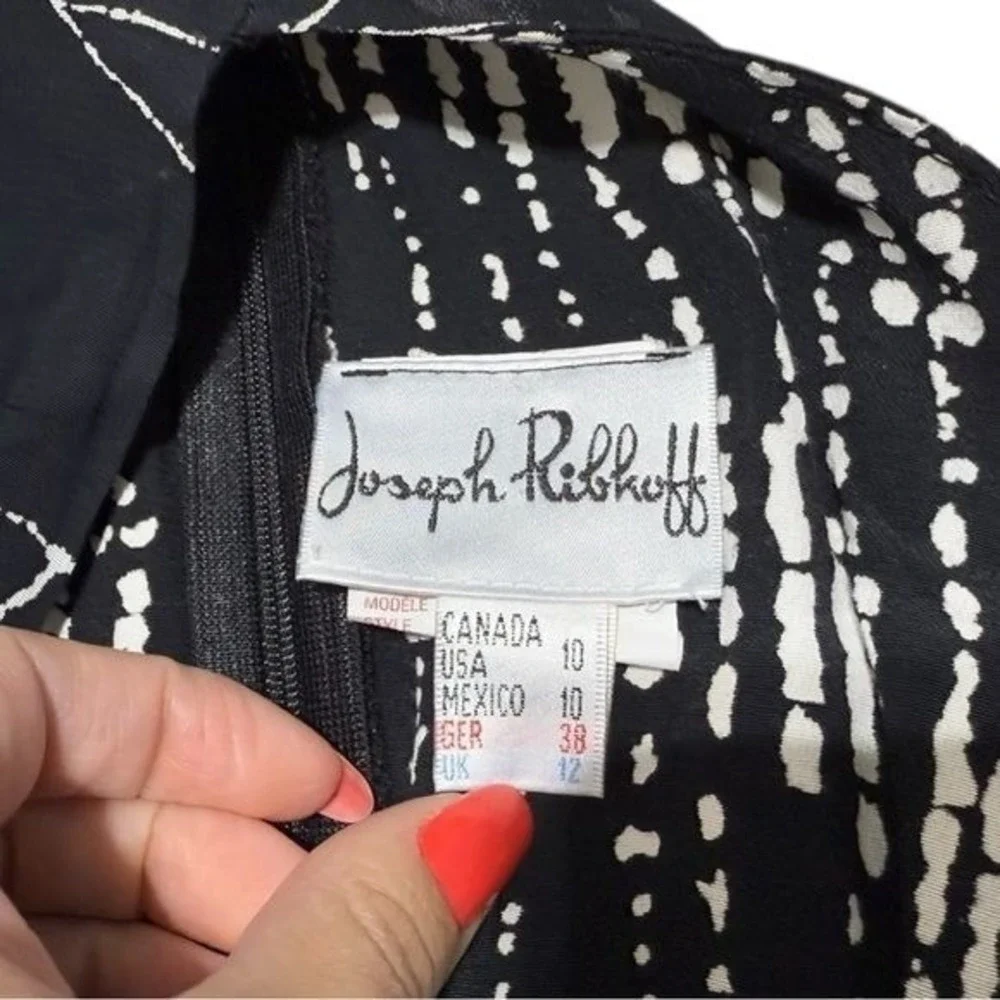 Joseph‎ Ribkoff Black White Floral Lily Halter Neck Dress Size 10 Cocktail K1489